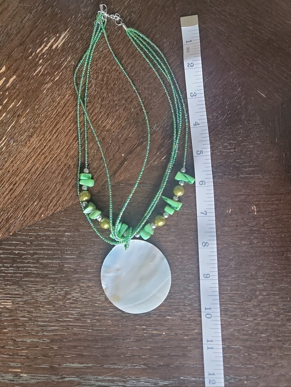 Green Beaded Multi-Strand Necklace